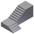 Escalera con tramo recto reducido, curva de 90º y tramo recto