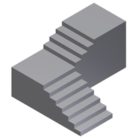 Escalera con tramo recto, curva de 90 y tramo recto