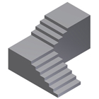 Escalera con tramo recto, curva de 90º y tramo recto