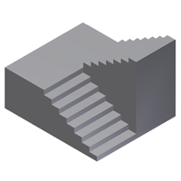 Escalera con tramo recto, una curva a 180 y otro tramo recto.