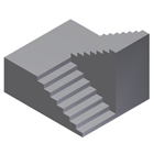 Escalera con tramo recto, una curva a 180º y otro tramo recto.